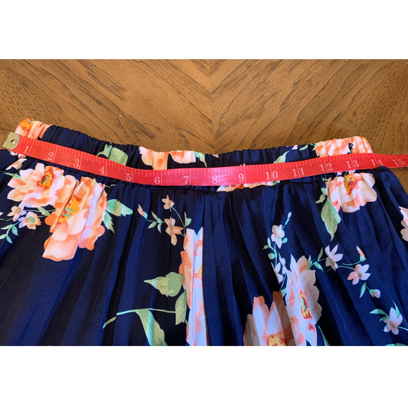 Gomorn Floral Skirt Pleated Flowy Pull On Elastic Waist Size XL - Picture 7 of 8